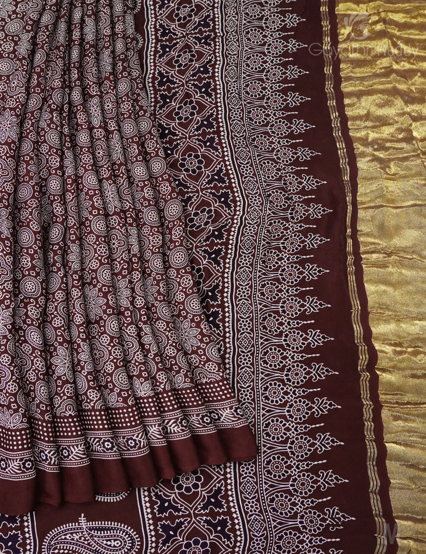 MODAL AJRAKH PRINT SAREE-PMS87