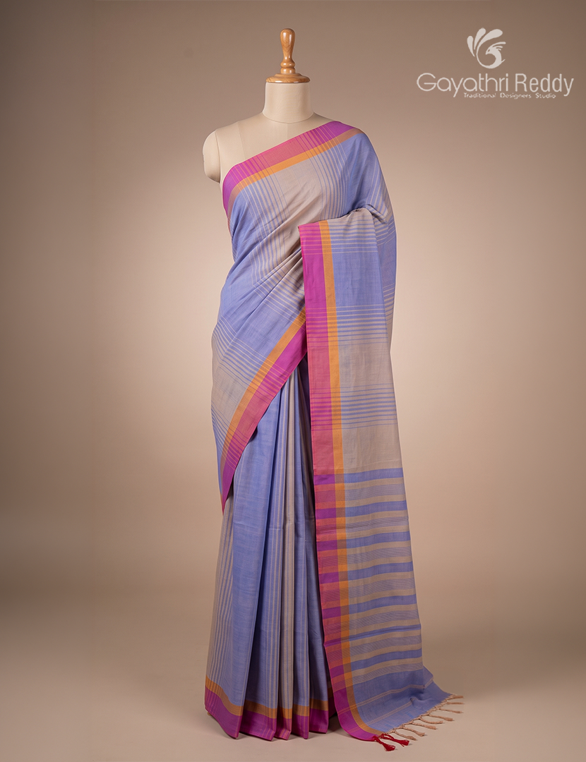 Pure Handloom Cotton Saree in Grey