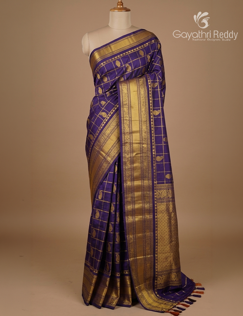 Pure Gadwal Silk Saree in Deep Blue