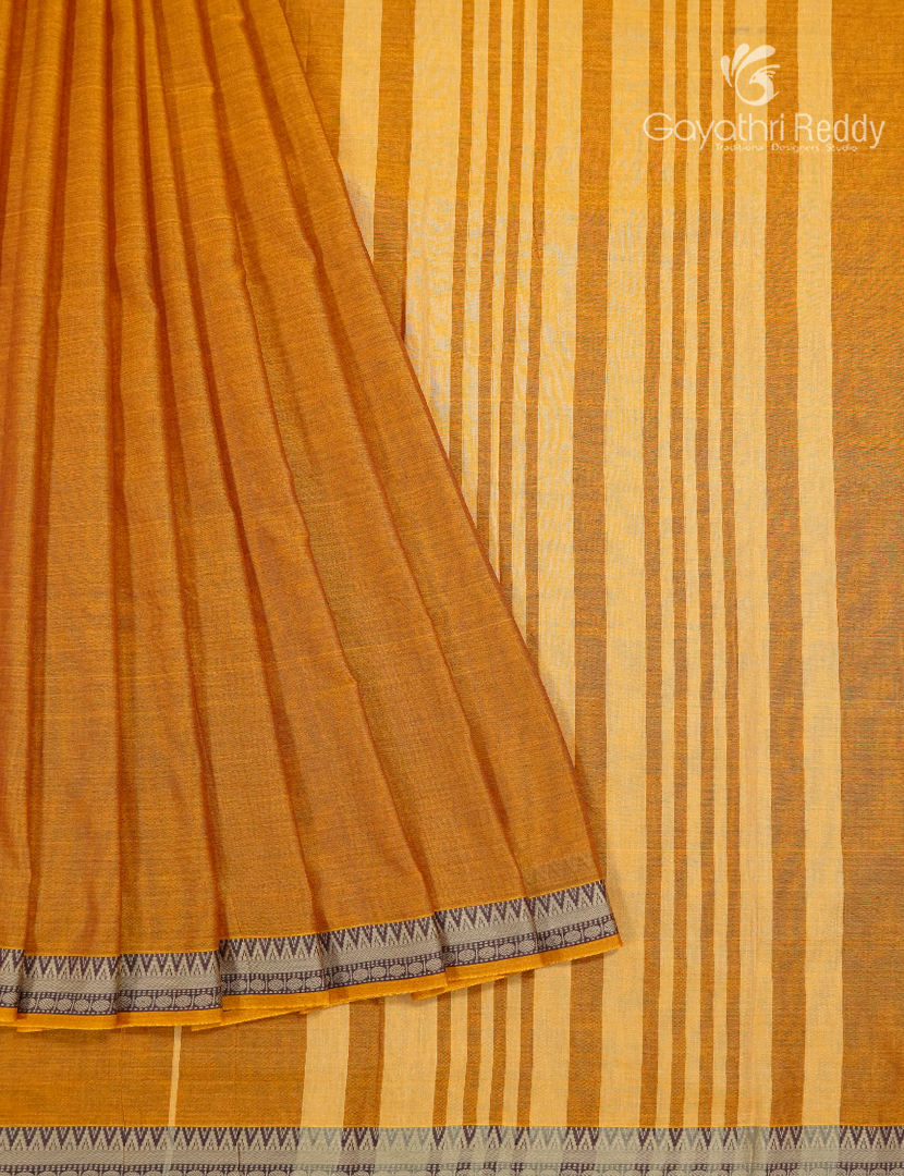Pure Narayanpet Cotton Saree in Deep Mustard