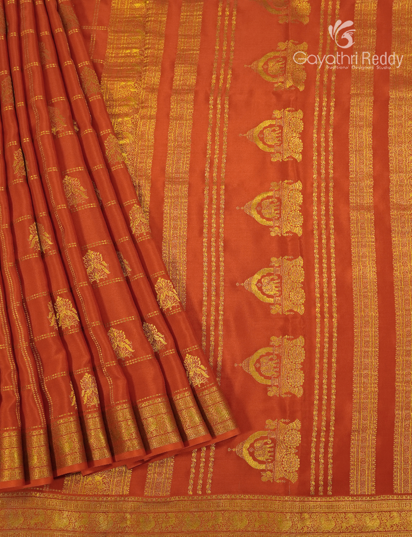 Pure Mysore Silk Saree in Orange