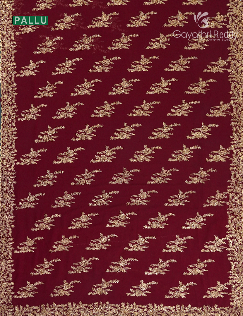 Georgette Fancy Saree in Deep Maroon