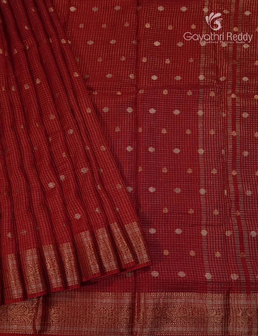 Semi Mysore Crepe Saree in Bridal Red