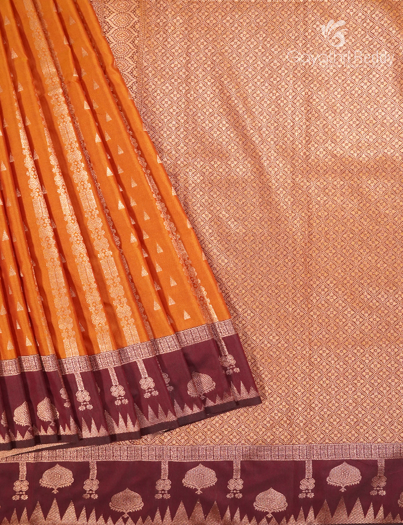 Semi Kanchipuram Art Silk Saree in Orange