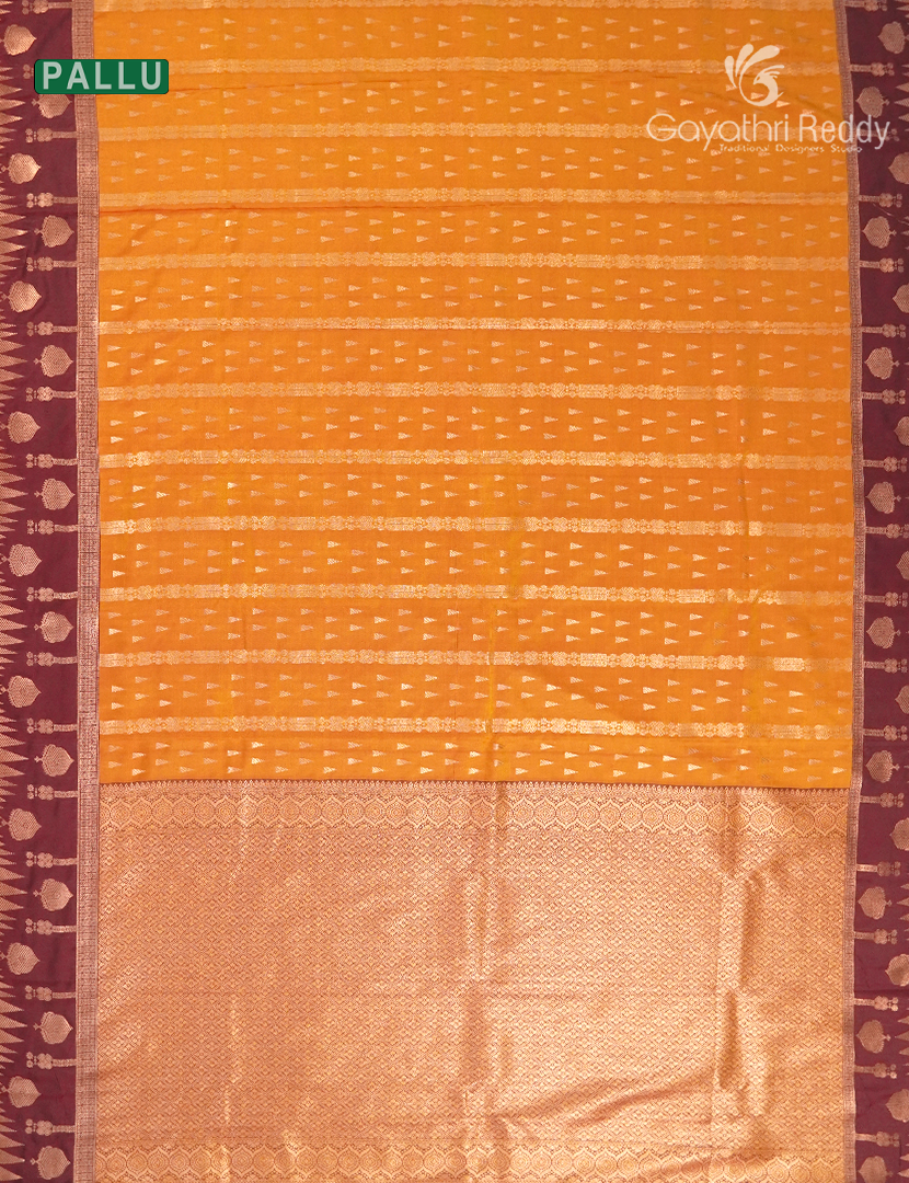 Semi Kanchipuram Art Silk Saree in Orange