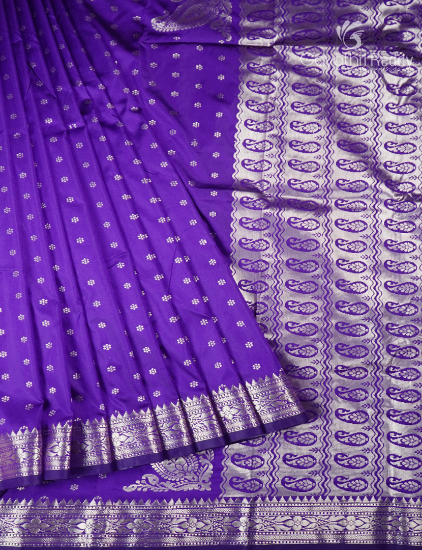 Semi Banaras Katan Silk Saree in Purple