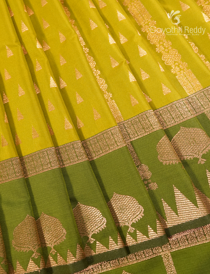 Semi Kanchipuram Art Silk Saree in Lime yellow