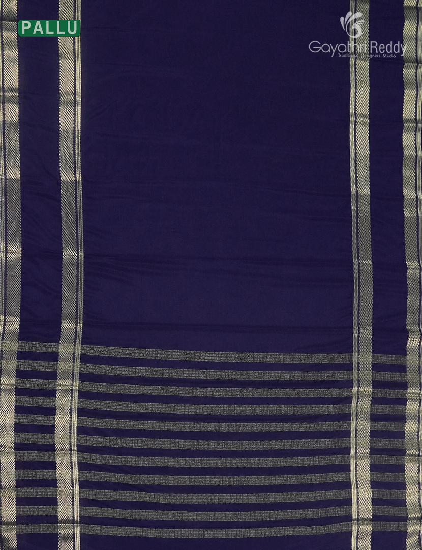 Semi Mysore Crepe Saree in Deep Navy Blue