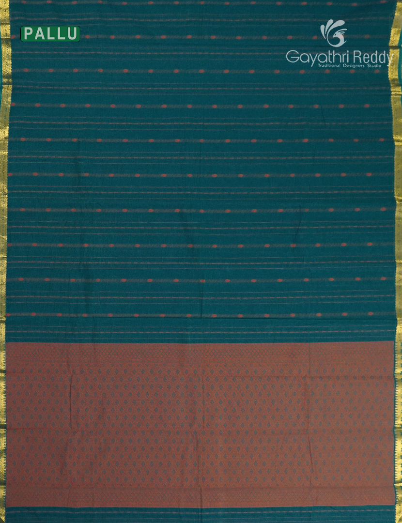 Pure Kanchi Cotton Saree in Deep Peacock Blue