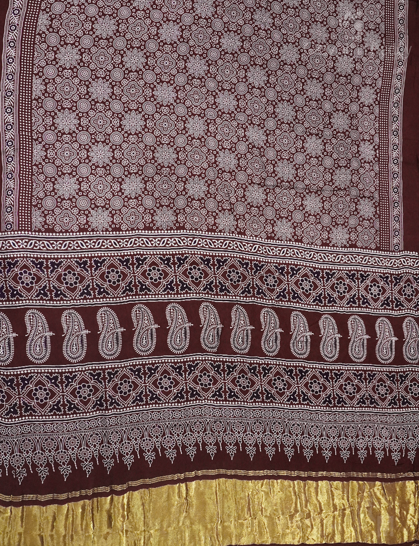 MODAL AJRAKH PRINT SAREE-PMS87