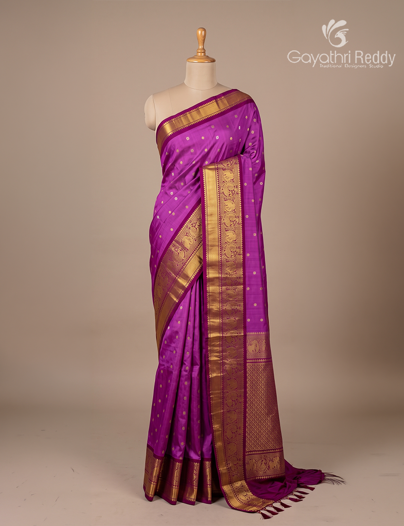 Pure Gadwal Silk Saree in Mauve and Maroon