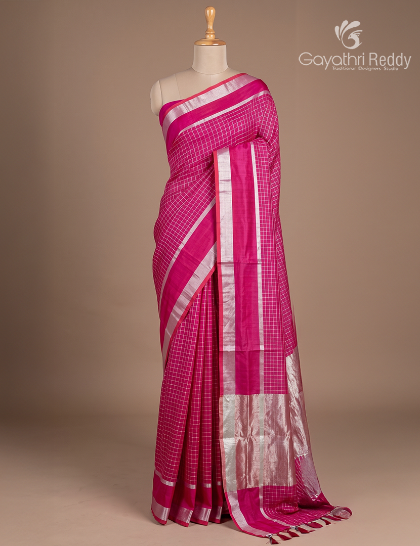 Pure Arani Sico Saree in Fuchsia Pink