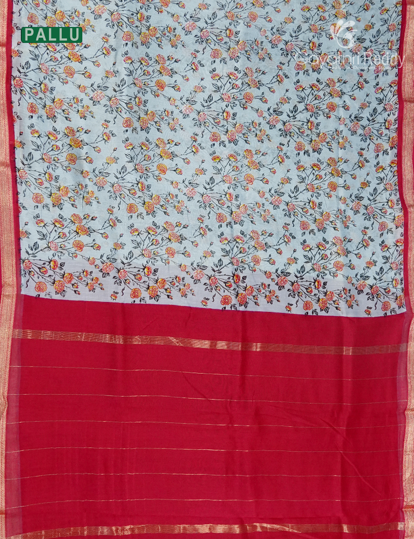 Pure Maheshwari Silk Saree in Silver Grey and Deep Pink