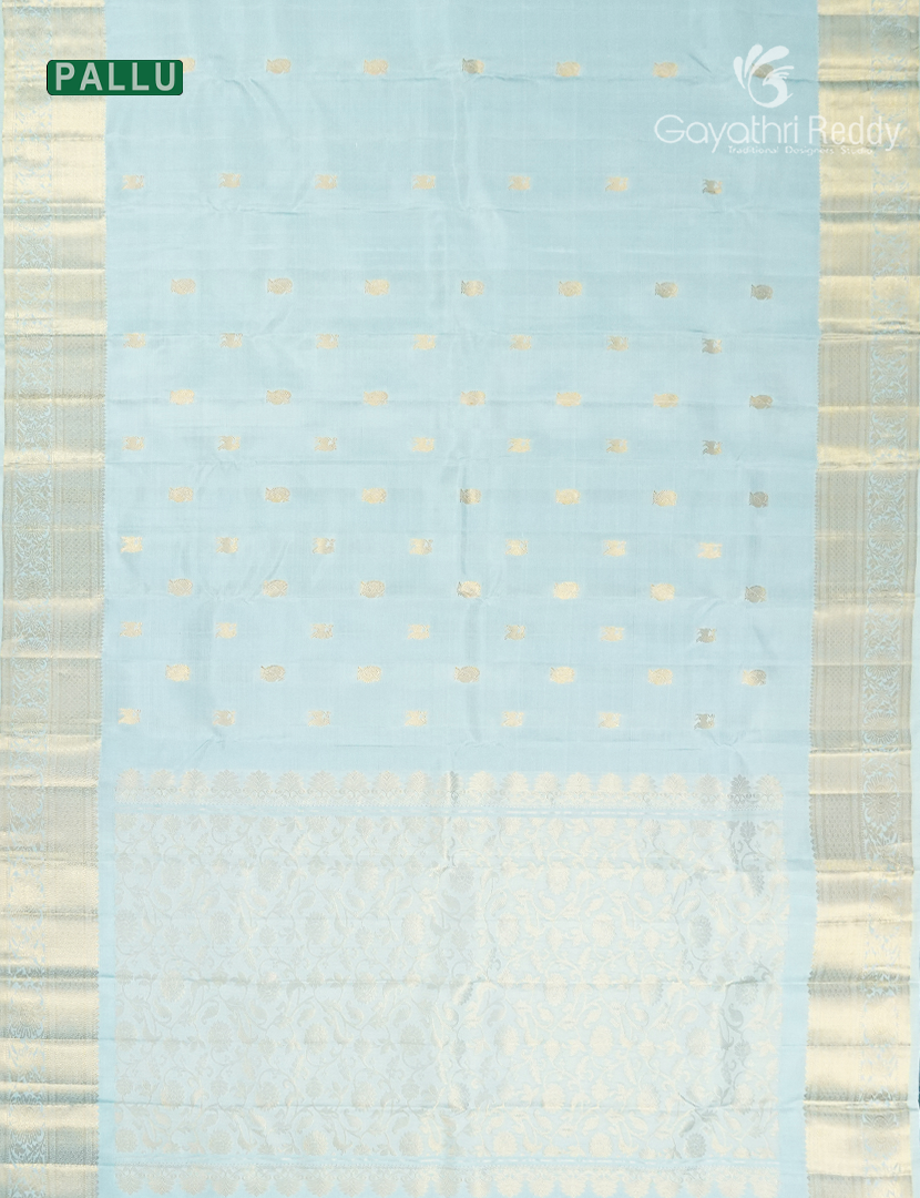 Pure Kanchipuram Silk Saree in Powder Blue (Medium Borders )
