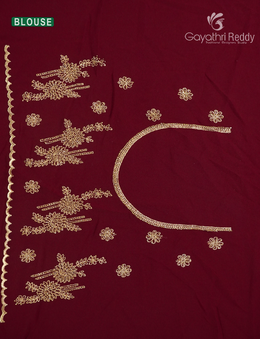 Georgette Fancy Saree in Deep Maroon