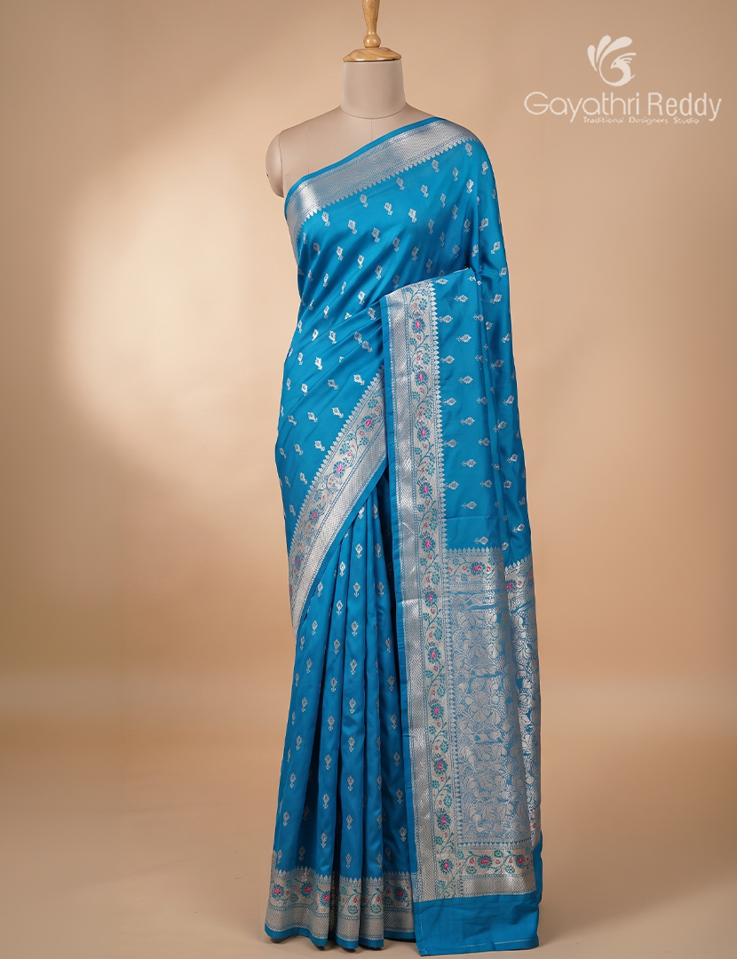Semi Banaras Katan Silk Saree in Cobalt Blue