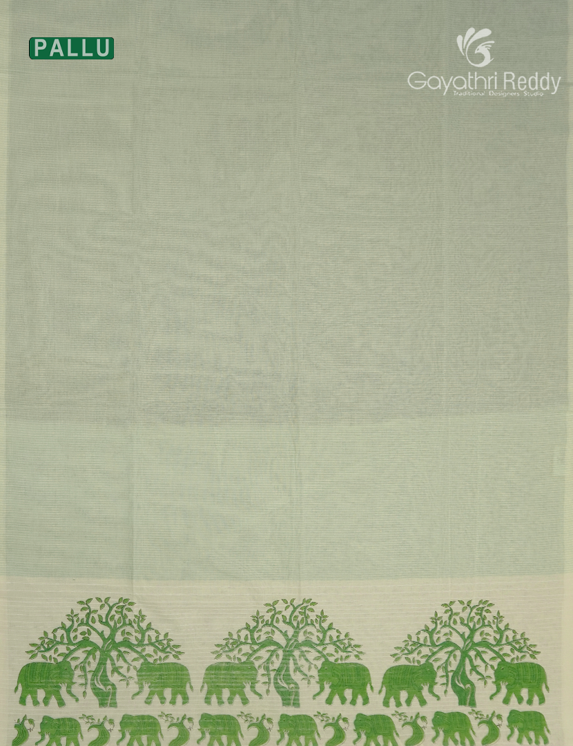 Pure Kanchi Cotton Printed Saree in Apple Green