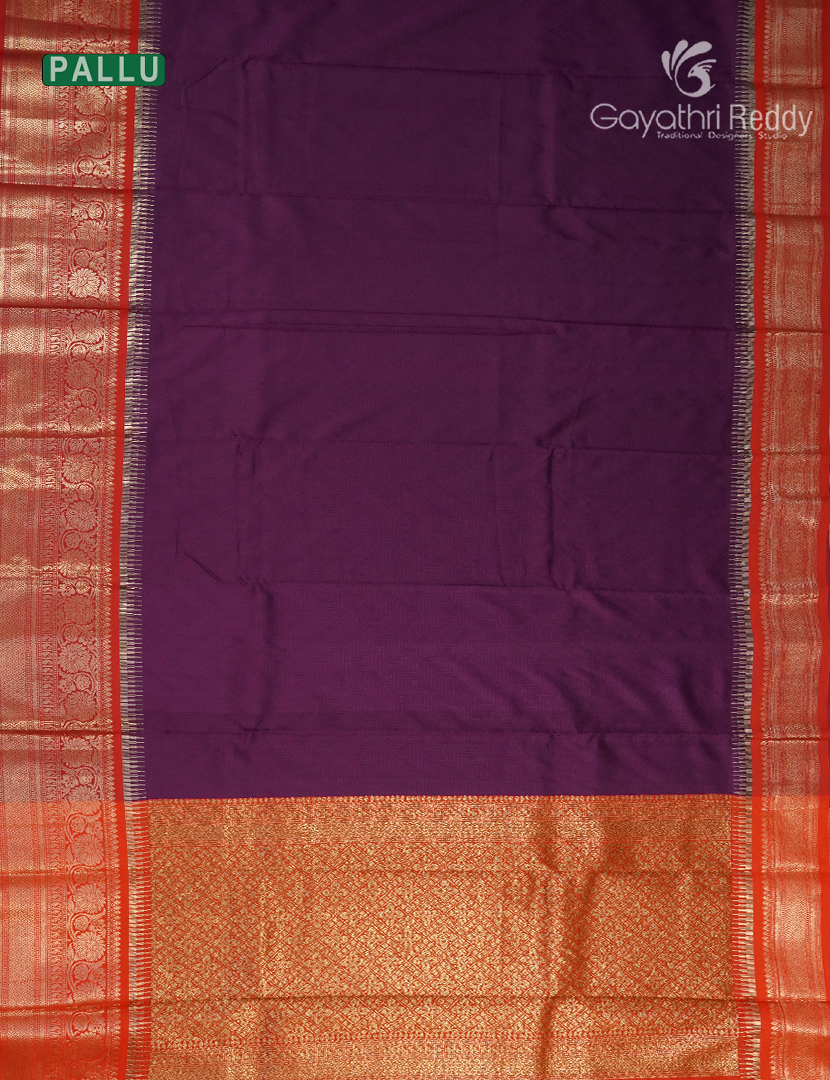 Semi Katan Silk Saree in Deep Plum and Red