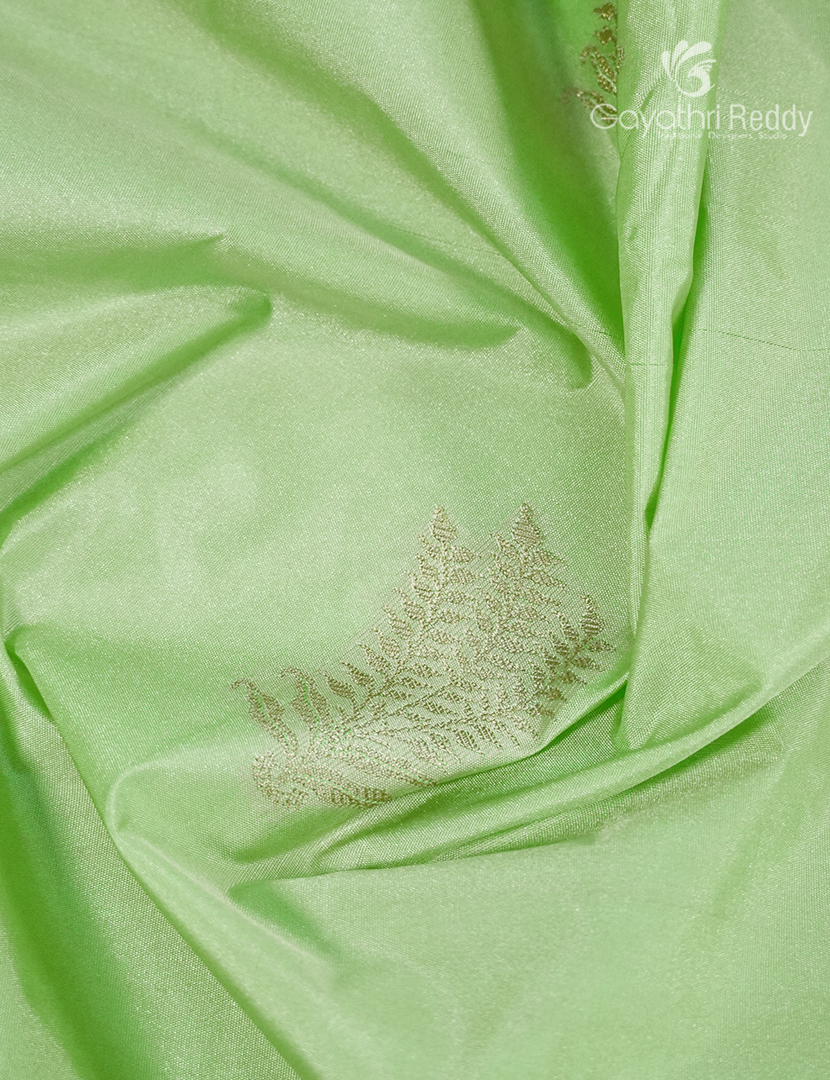 Semi Kanchipuram Silk Saree in Mint Green and Purple