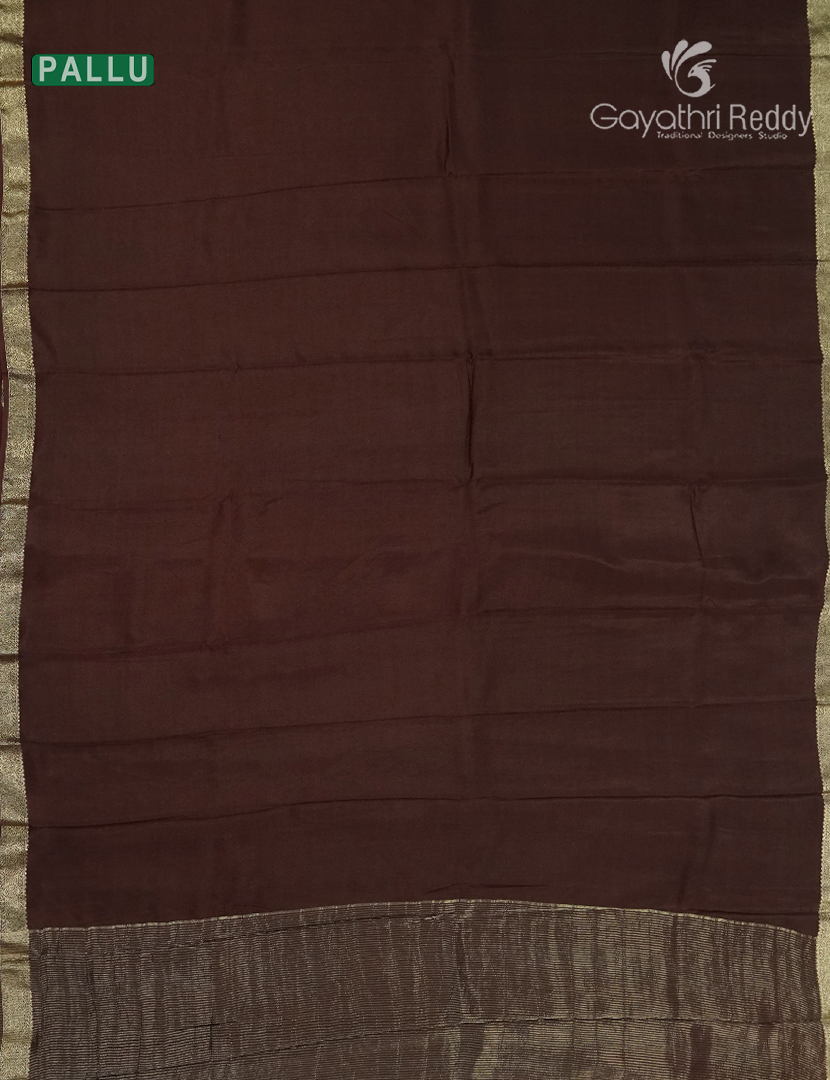 Semi Mysore Crepe Saree in Brown