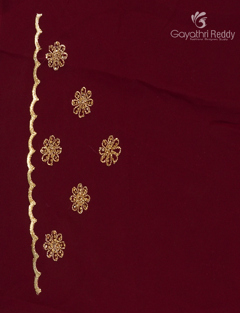 Georgette Fancy Saree in Deep Maroon