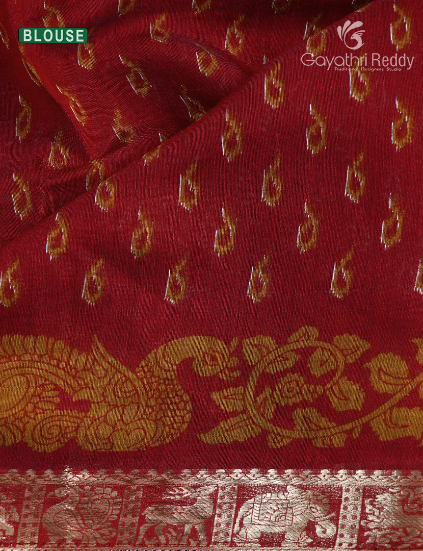 Vidharbha Sico Saree in Deep Mustard and Brick Red