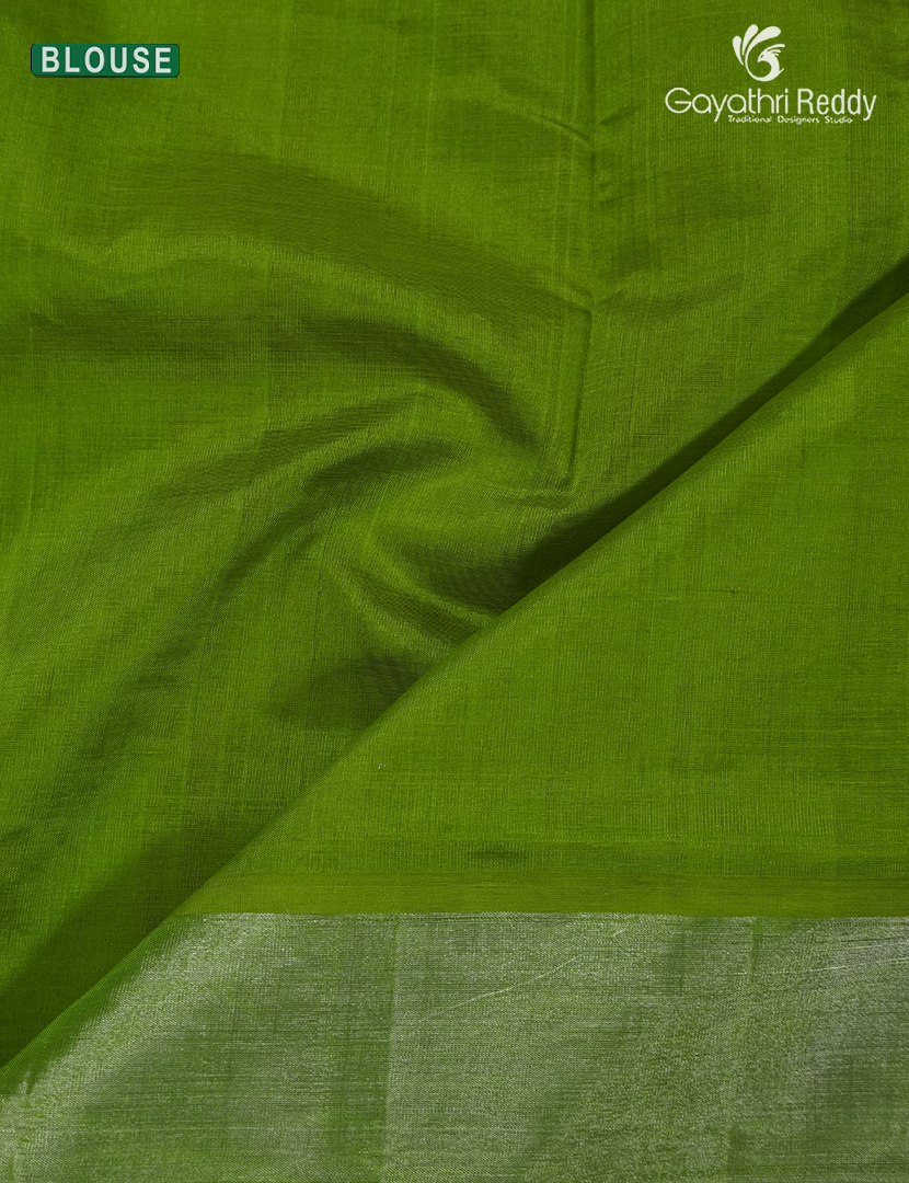 Pure Arani Sico Saree in Brown and Parrot Green
