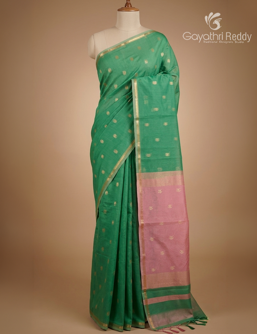 Kanchipuram Sico Saree in Sea Green and Baby Pink