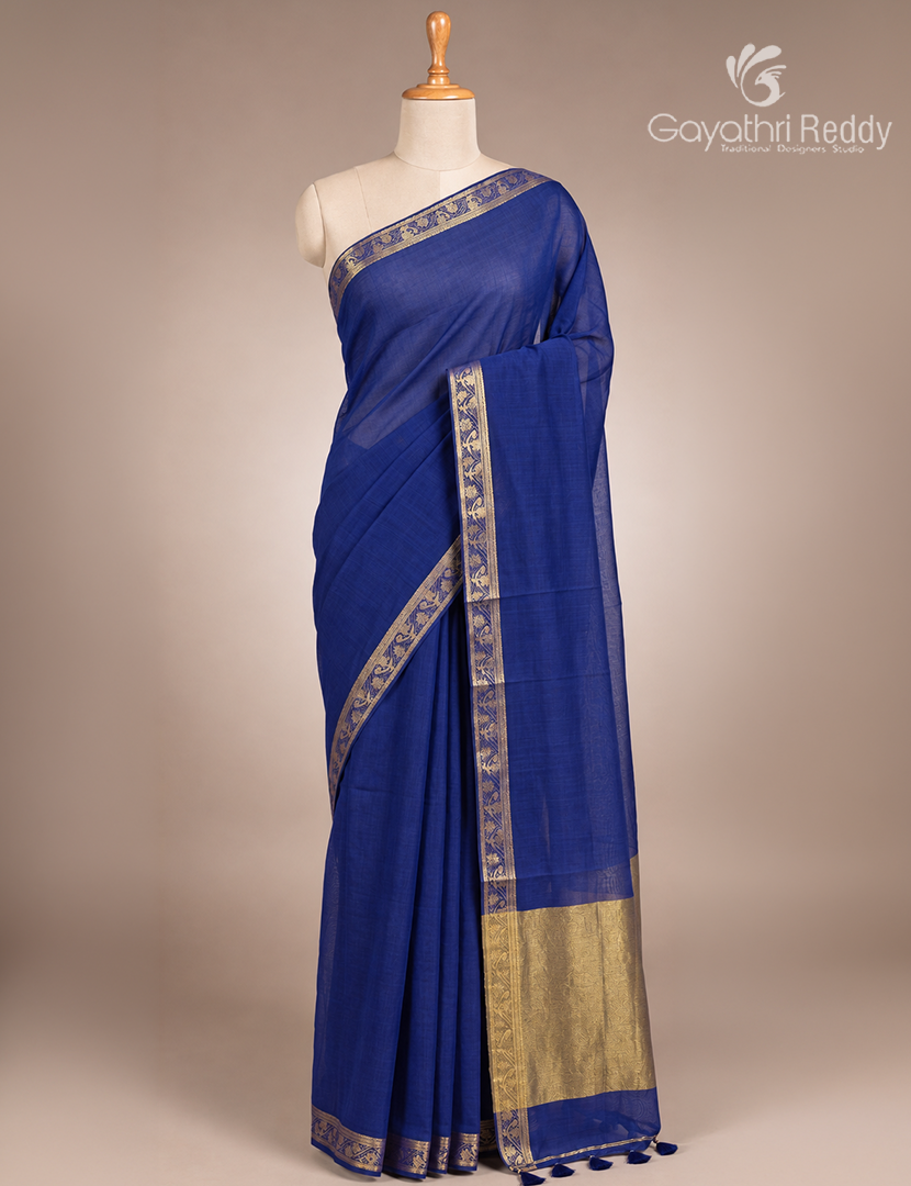 Jamdani Cotton Saree in Deep Blue