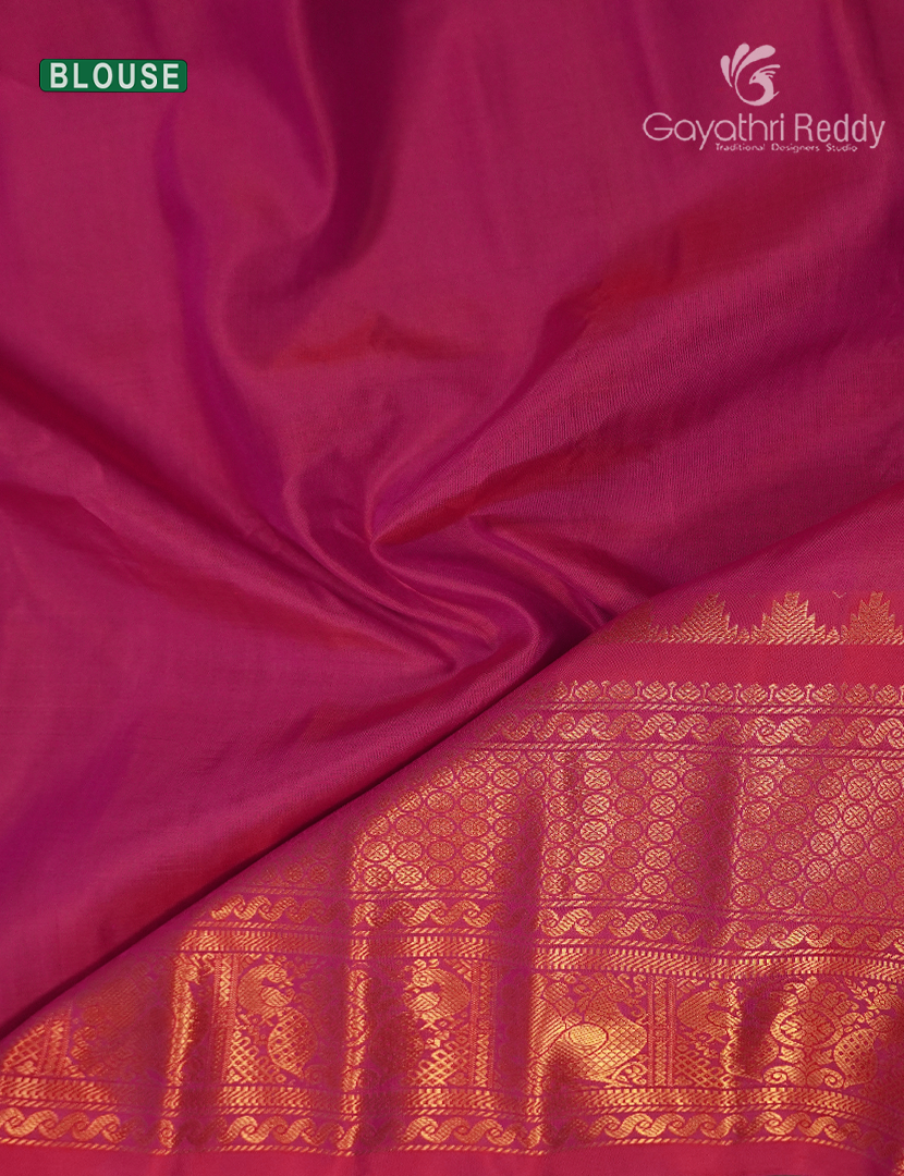 Pure Gadwal Silk Saree in Deep Purple and Pink