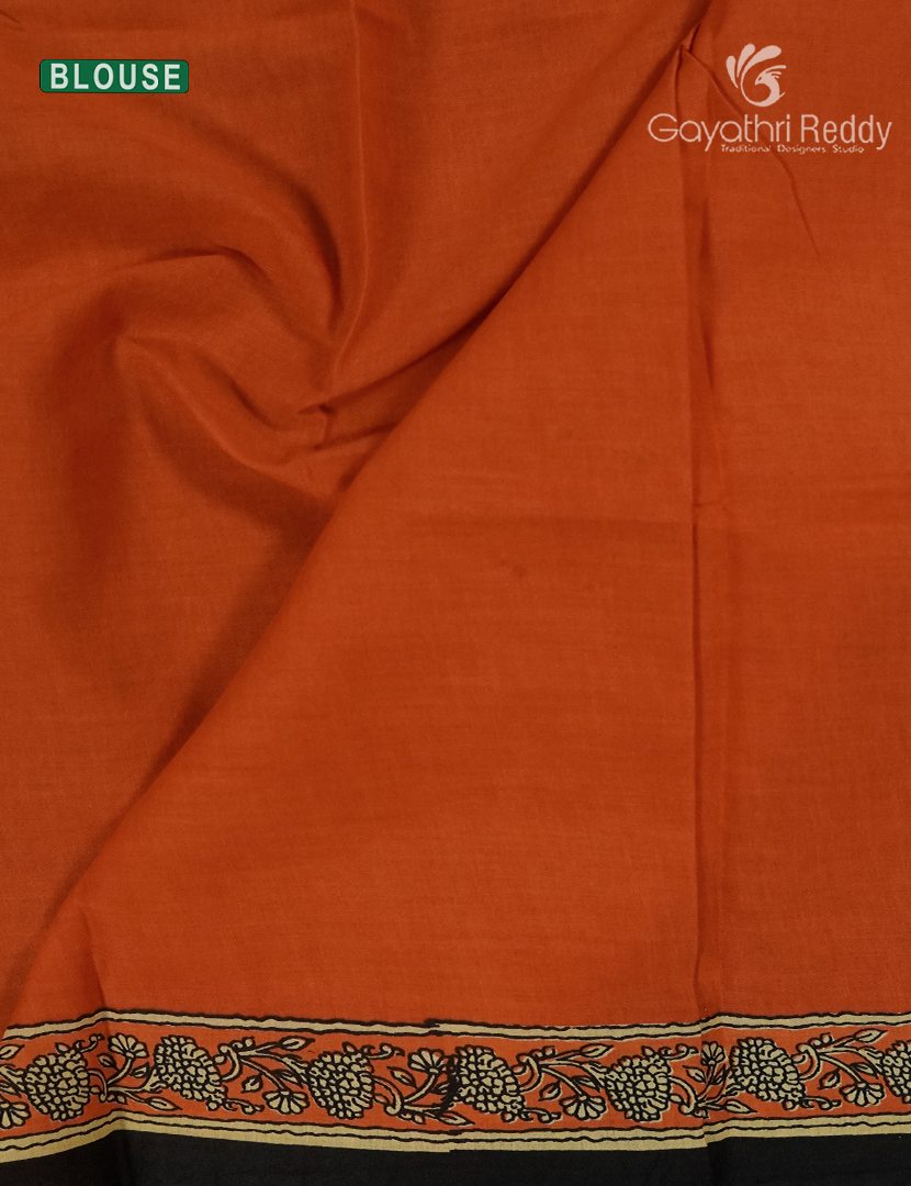 Premium Quality Cotton Kota Saree in Beige and Rust Orange