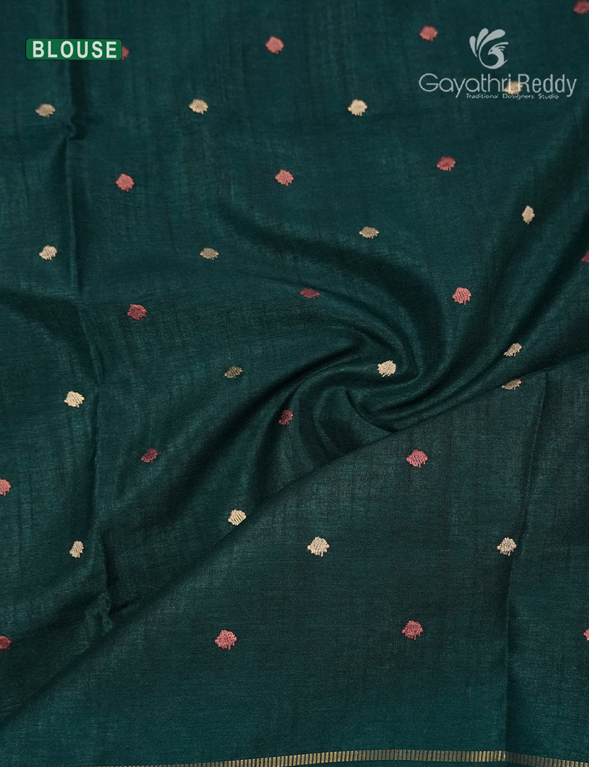 Semi Tussar Fancy Saree in Deep Rama Green