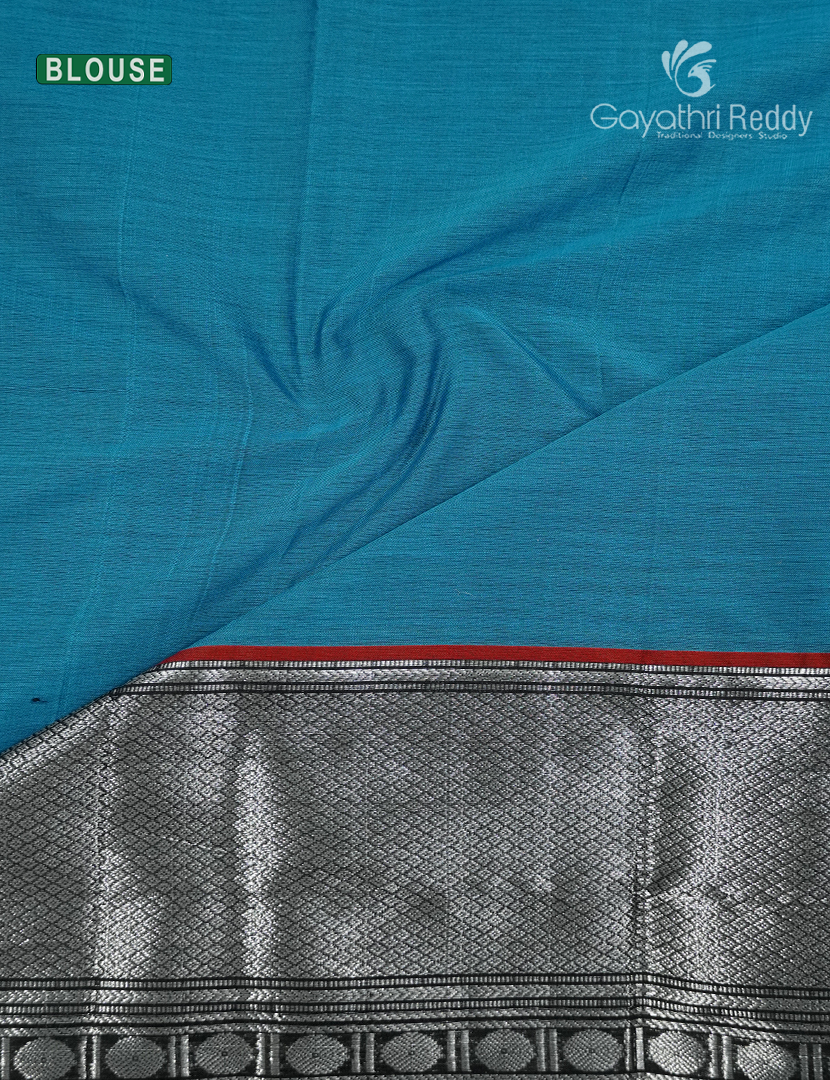 Pure Narayanpet Cotton Saree Peacock Blue