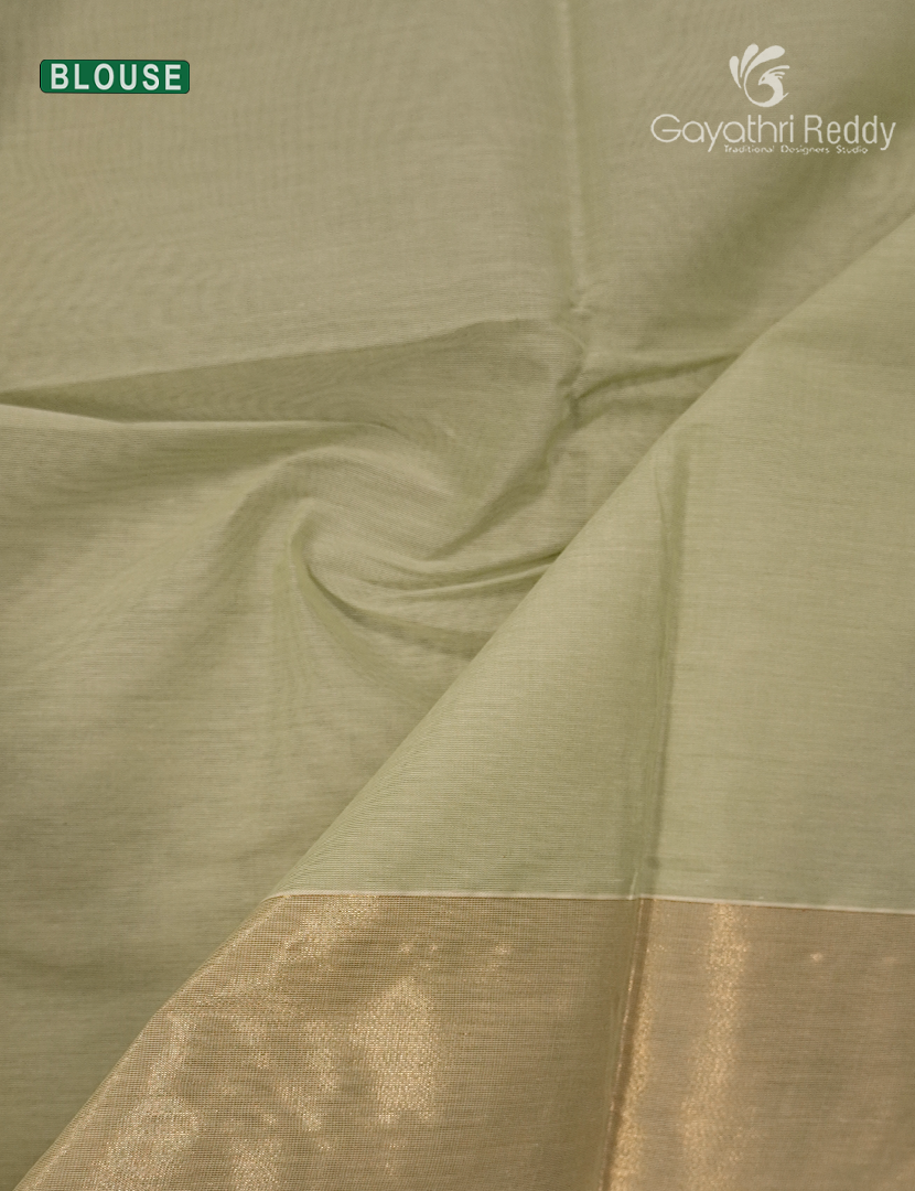 Pure Kanchi Cotton Saree in Pista Green