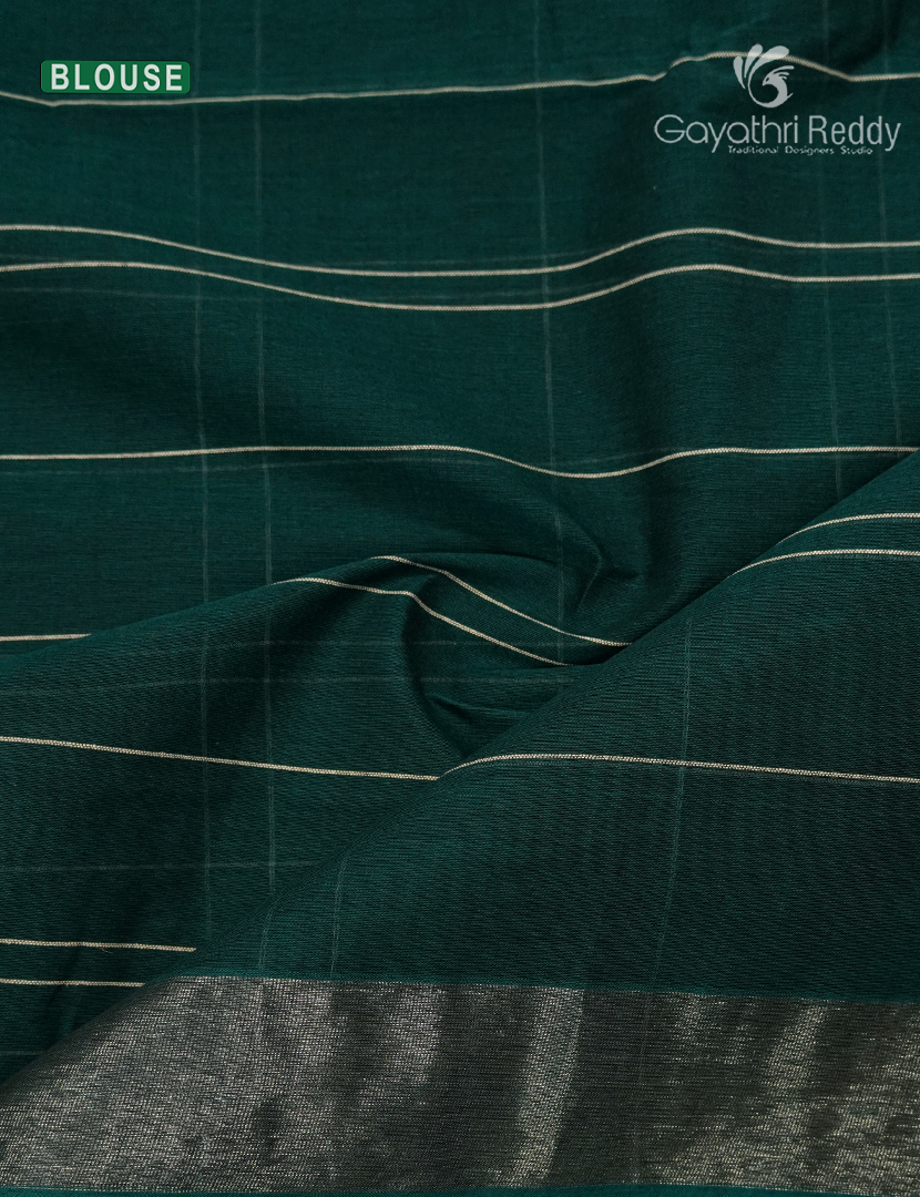 Pure Kanchi Cotton Saree in Deep Peacock Green