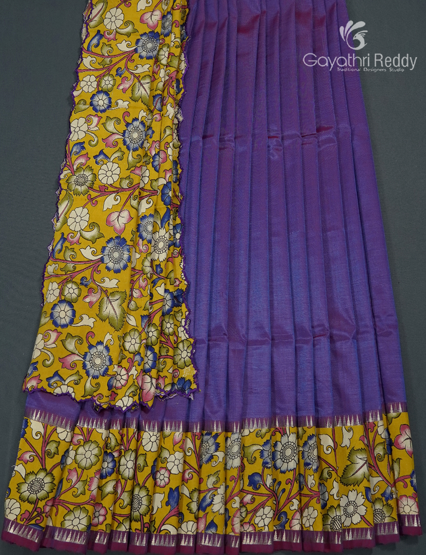 Pure Mangalagiri Langa Voni Set in Violet