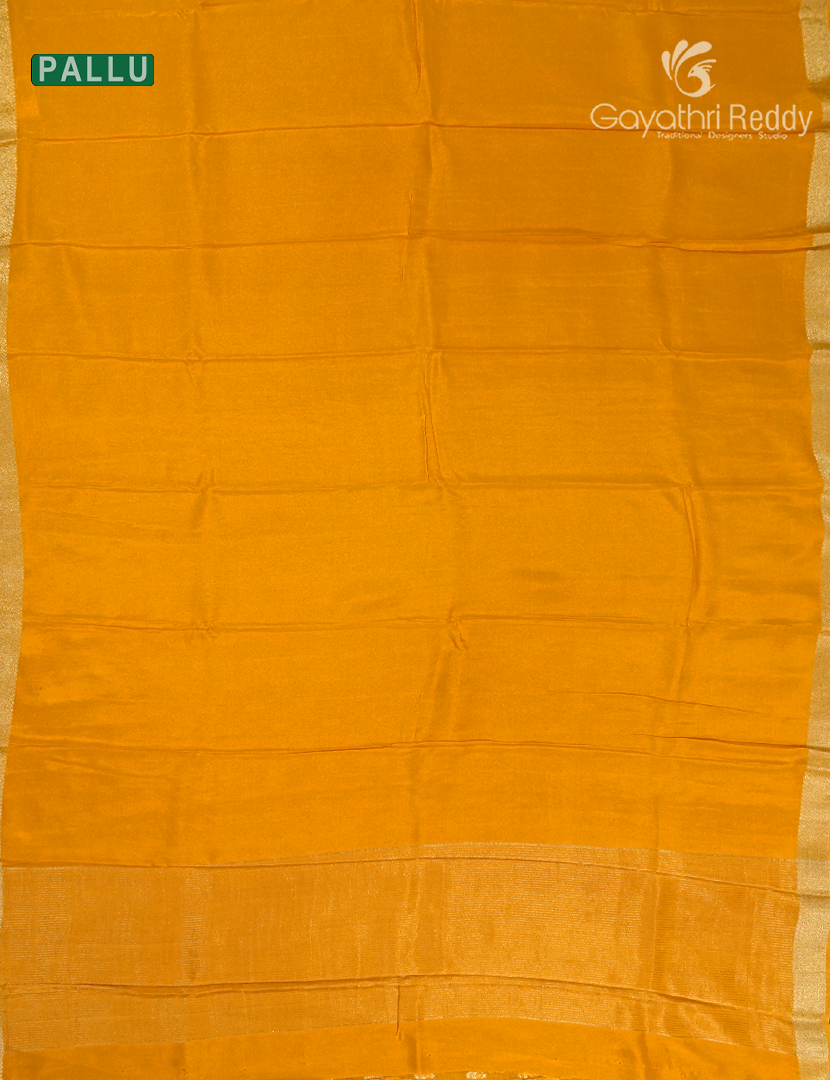 Semi Mysore Crepe Saree in Mango Yellow