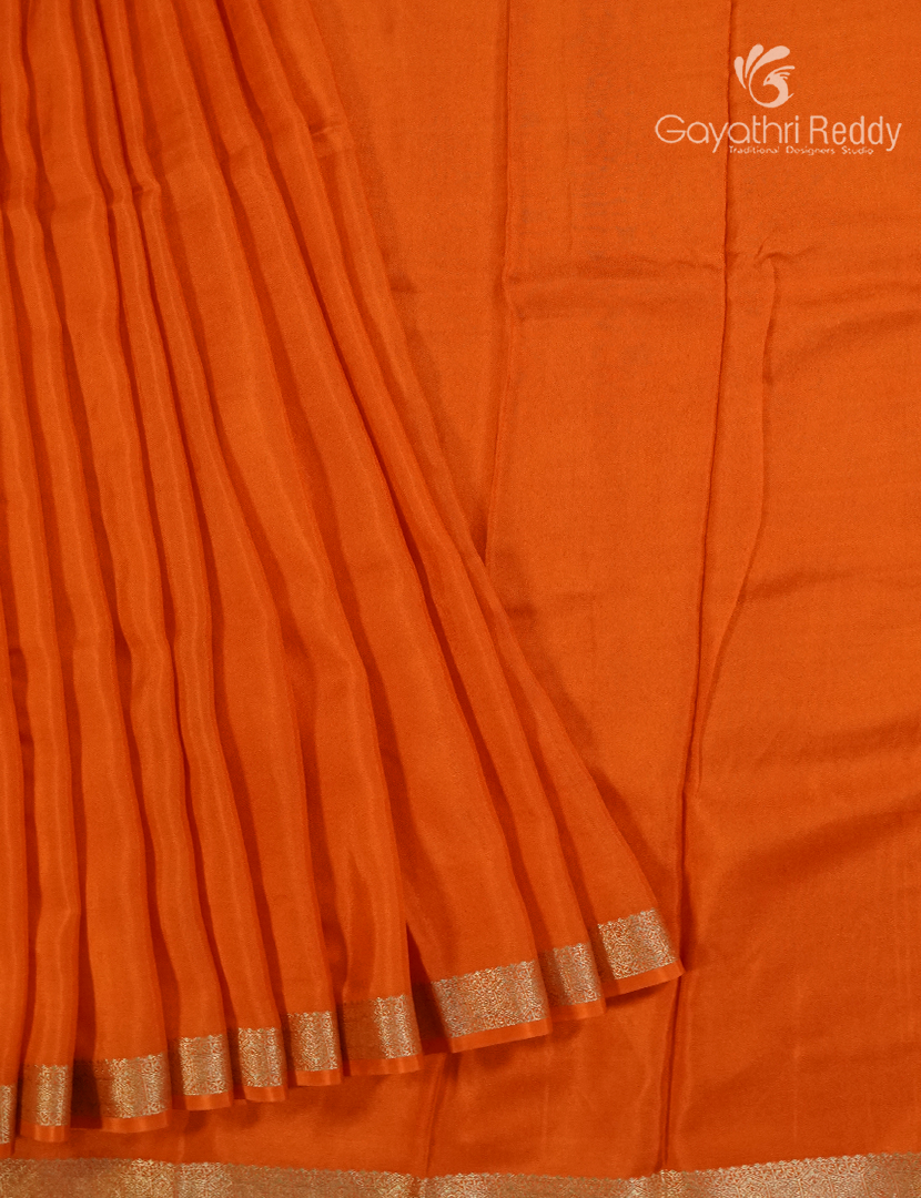 Semi Mysore Crepe Saree in Orange