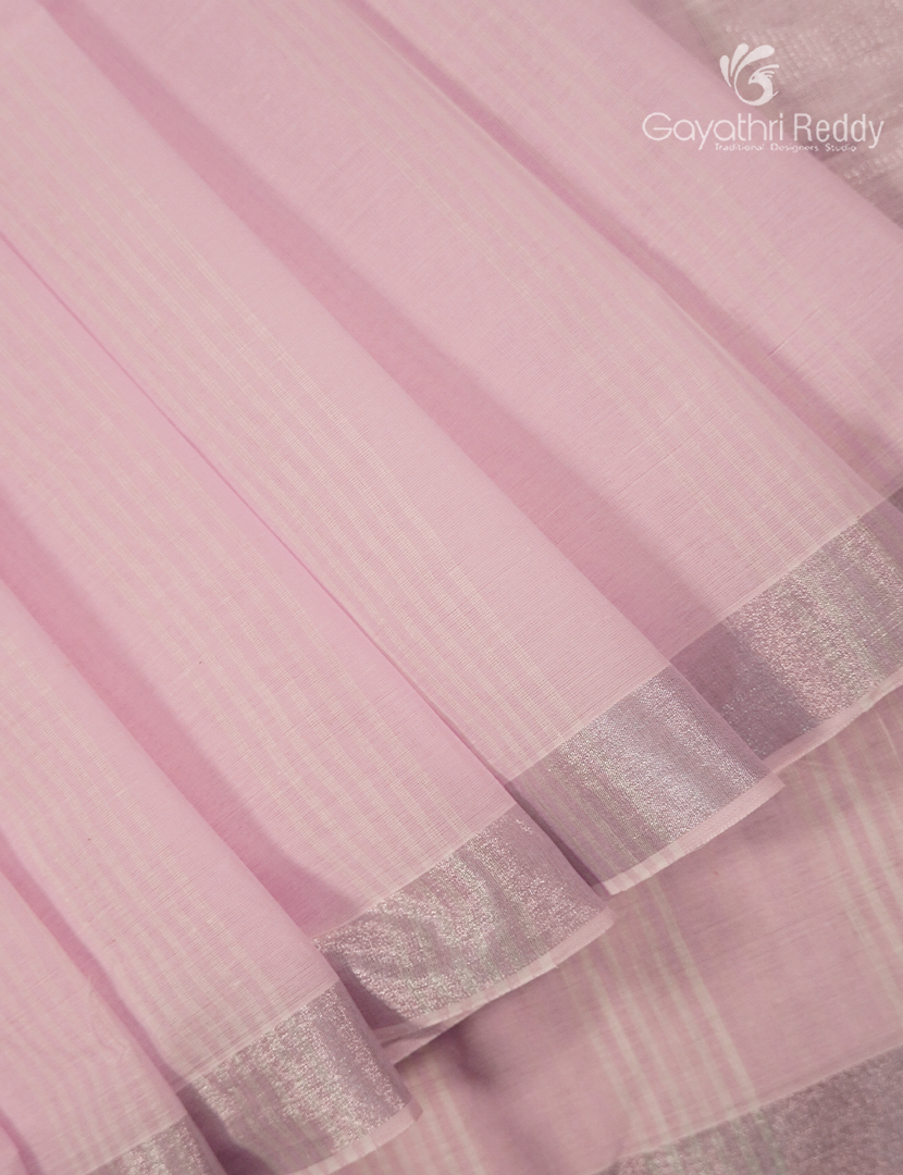 Pure Kanchi Cotton Saree in Baby Pink