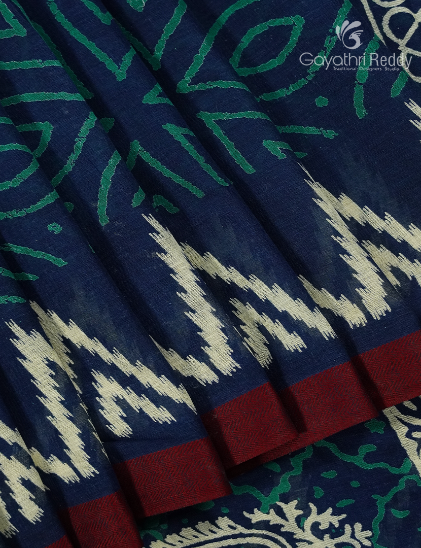 Vidharbha Cotton Saree in Indigo Blue
