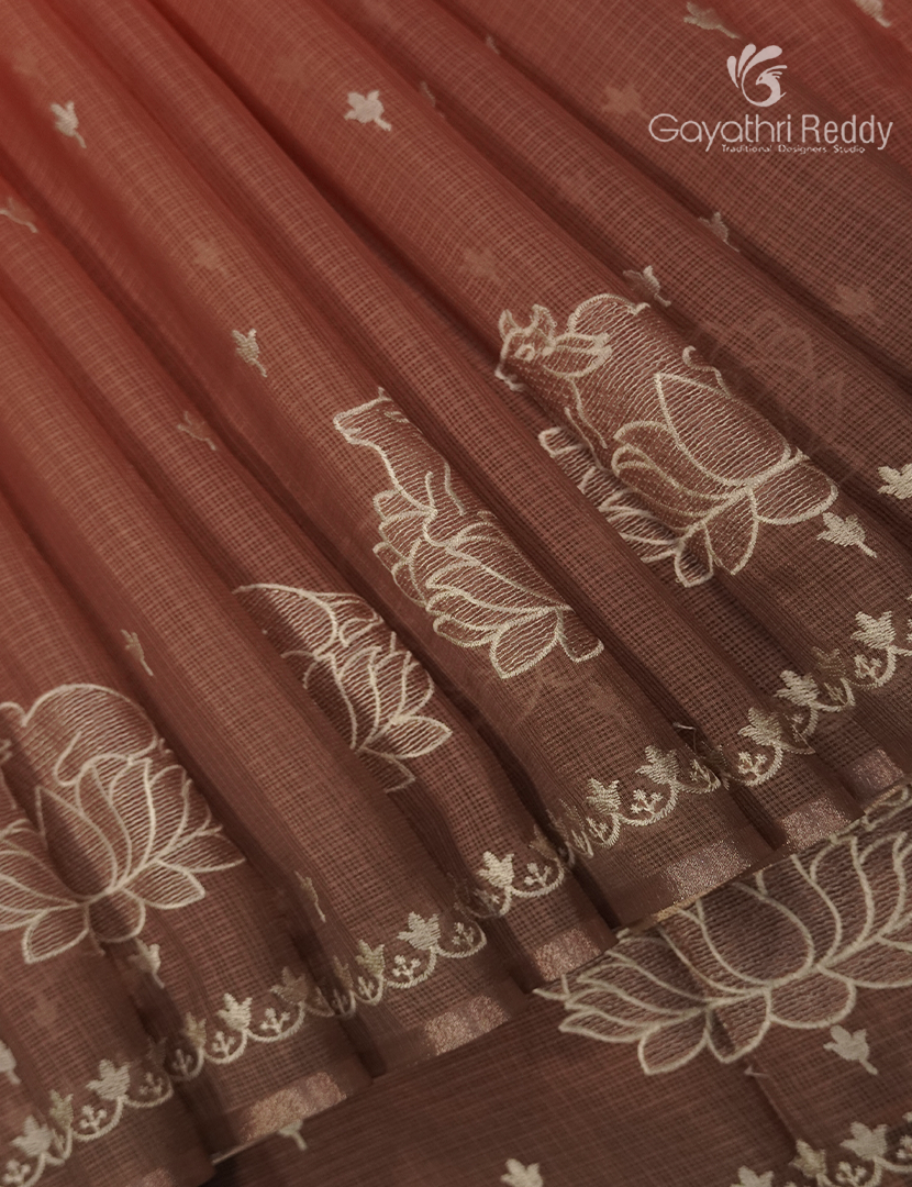 Silk Kota Saree in Light Mustard and Orange