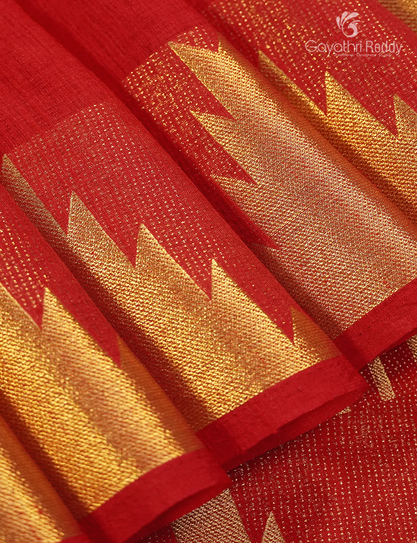 Semi Tussar Saree in Red