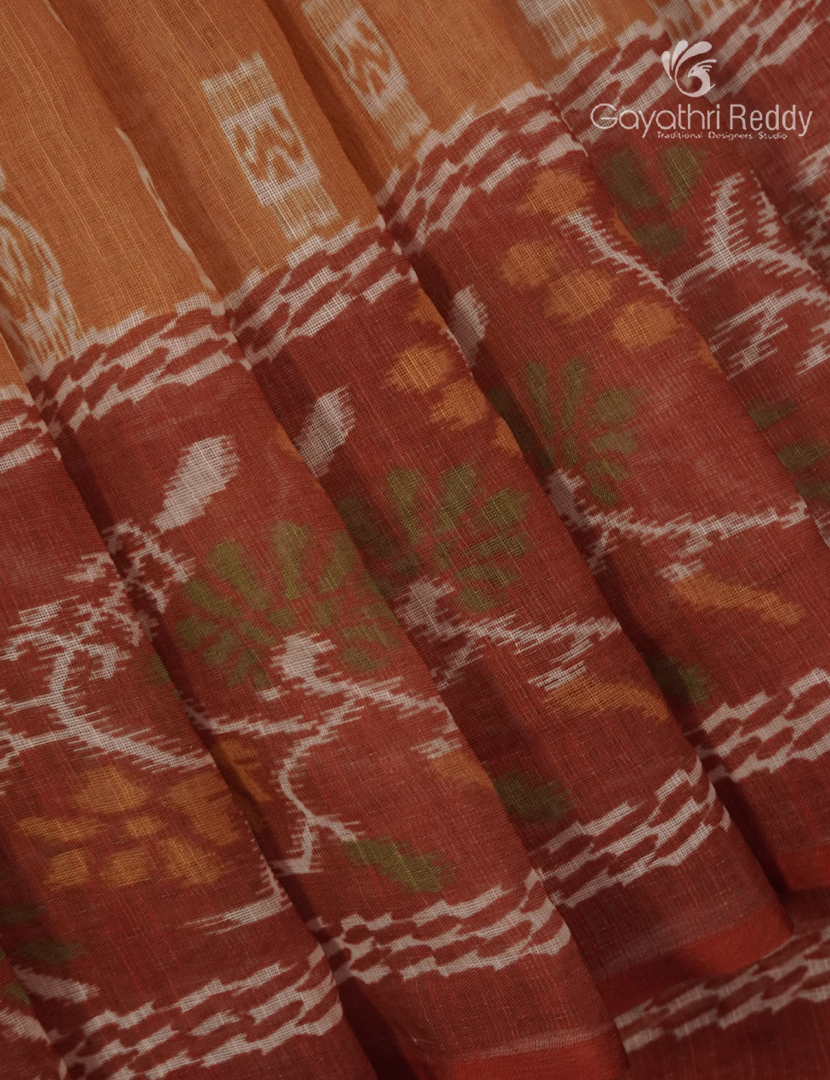 Linen Cotton Saree in Peach
