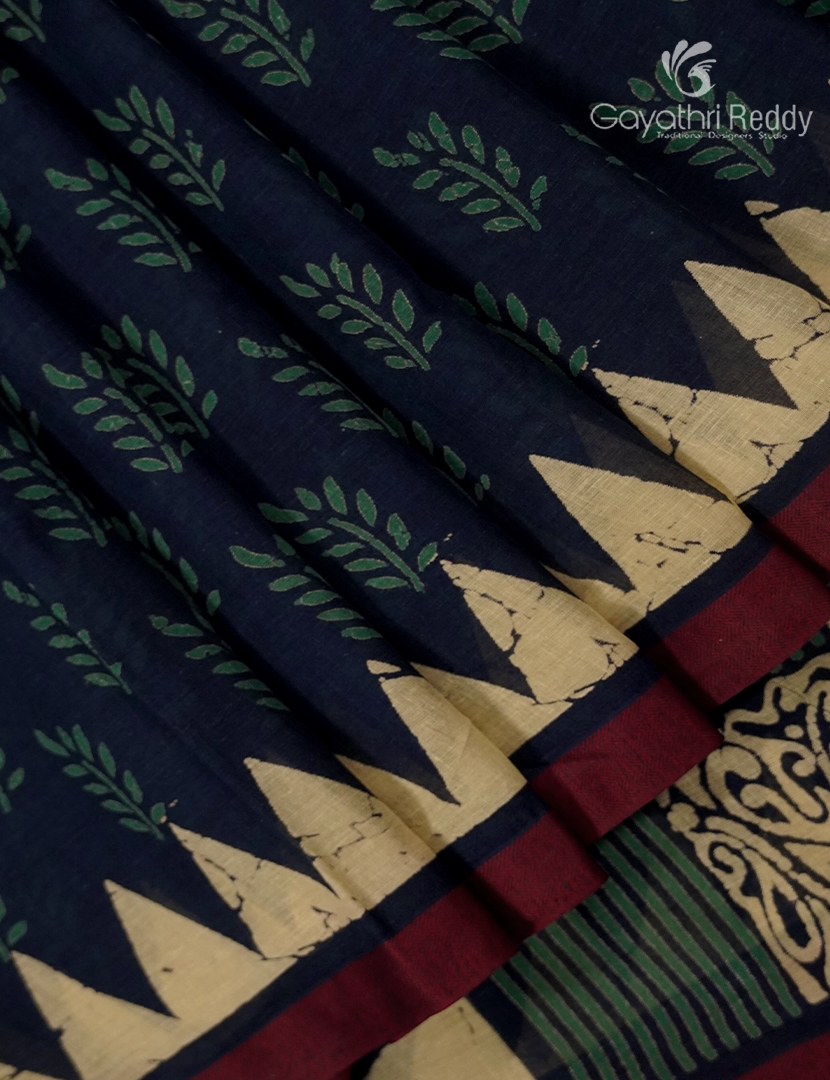 Vidharbha Cotton Saree in Indigo Blue