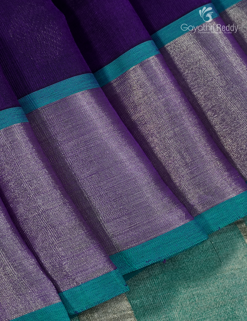 Pure Arani Sico Saree in Violet and Sea Green