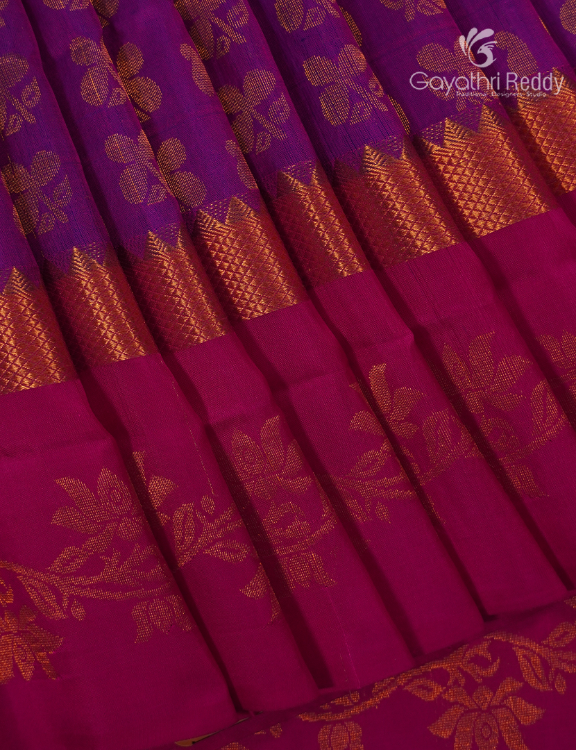 Pure Uppada Silk Saree in Purple and Pink