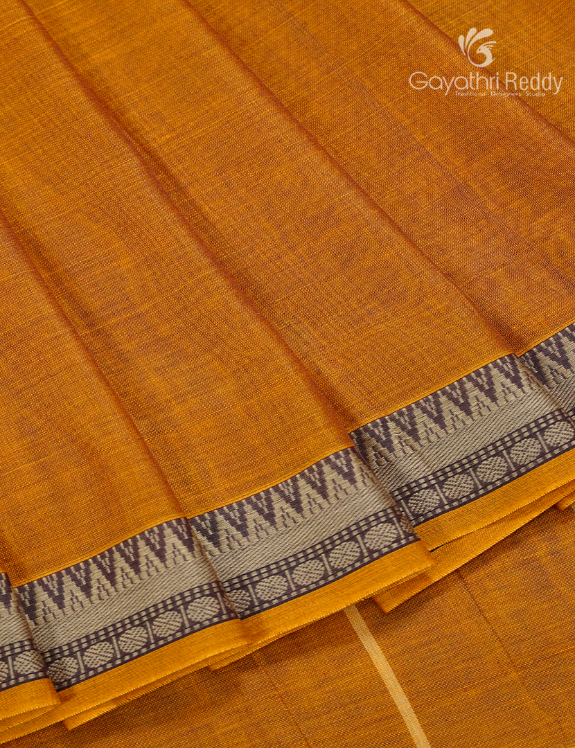 Pure Narayanpet Cotton Saree in Deep Mustard