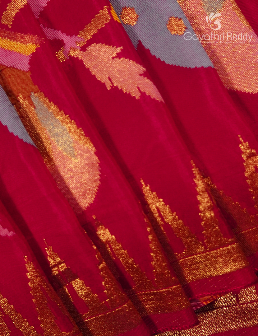 Pure Satin Silk Saree in Rani Pink