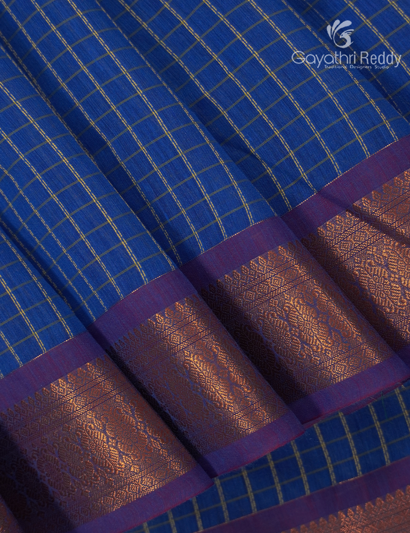 Kanchipuram Sico Saree in Blue and Magenta