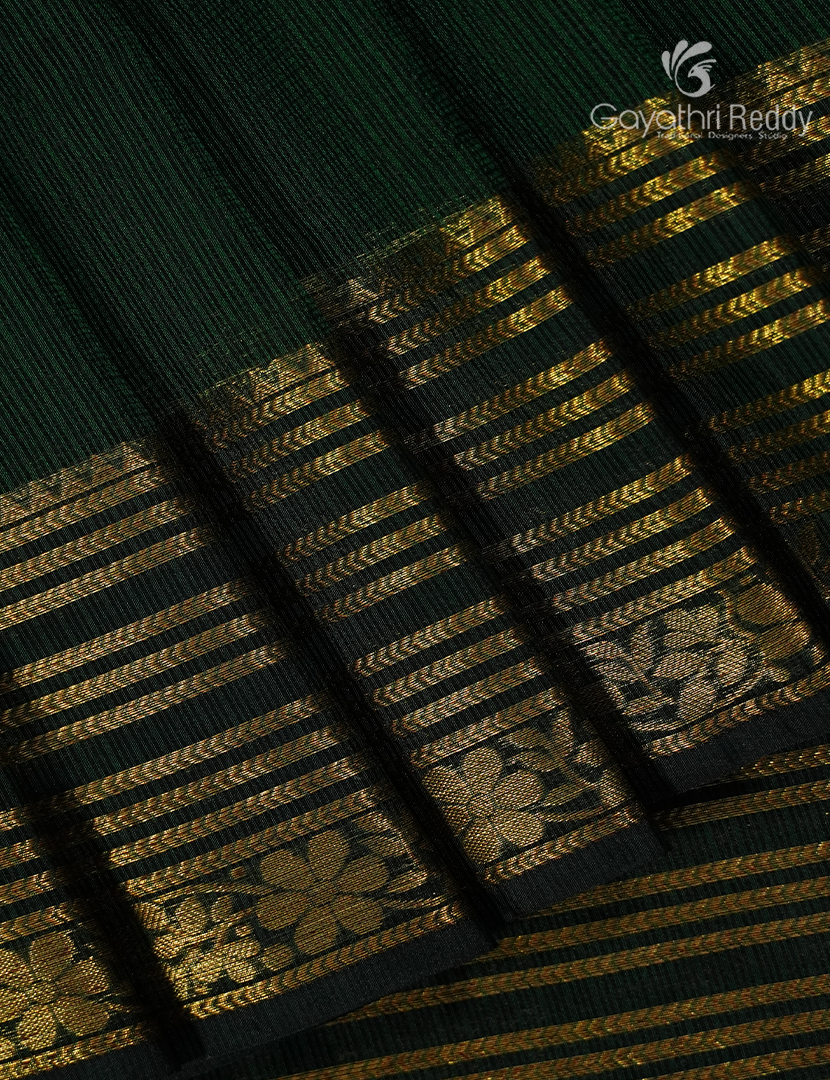 Pure Silk Kota Saree in Bottle Green